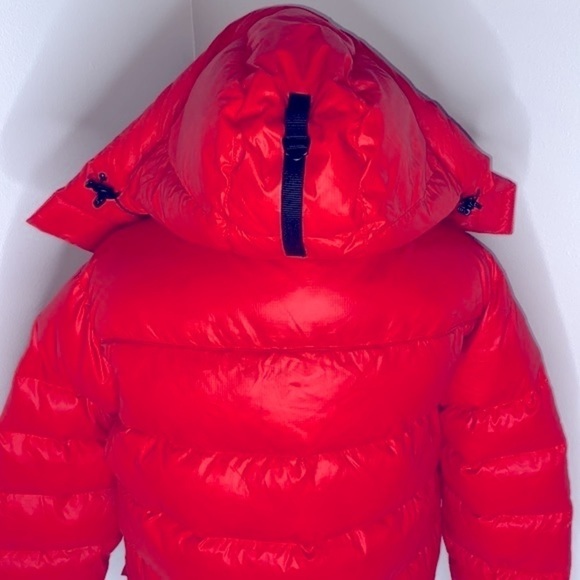 Y2k Stüssy tomato red puffer down hooded coat - Picture 8 of 11